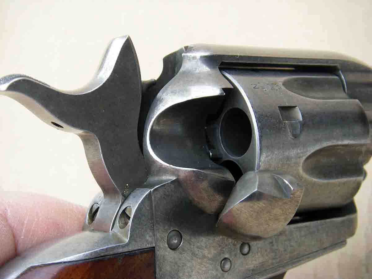 The Cimarron Model P features the traditional Colt pattern action. Timing was good and the chambers aligned perfectly with the loading trough when the hammer was in the half-cock position.